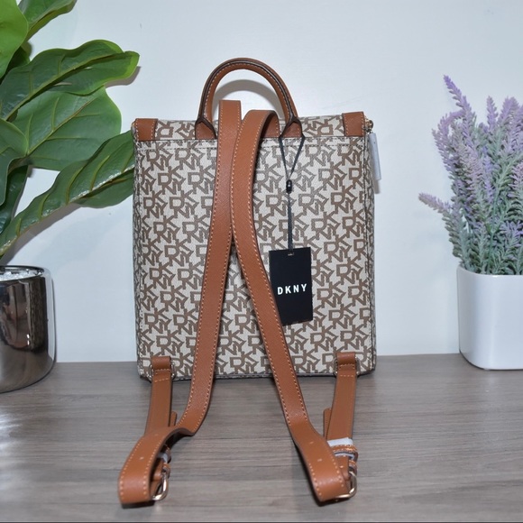 $228 NEW! DKNY BROWN MONOGRAM LOGO BRADEE BACKPACK main image 7